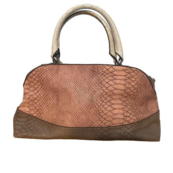 Guess Colorblock  Satchel Bag White Pink Gray Faux Snakeskin Y2K Purse Handbag - Picture 3 of 14